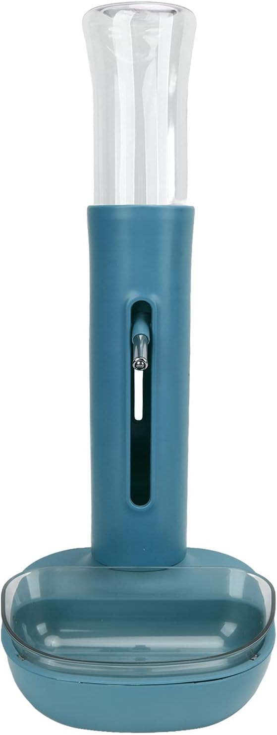 Pet Standing Water Dispenser Bowl Automatic Adjustable Height Detachable Non Slip Design Material for Dogs Cats Home Use 680ml Capacity (Blue)