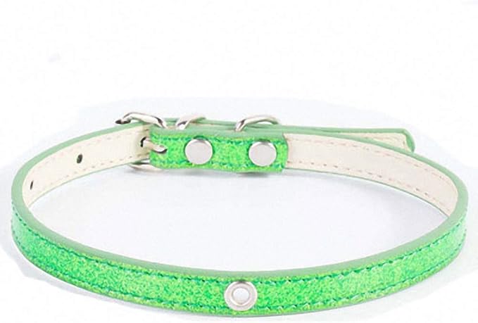 Lakke Bling Sequin Puppy Dog Collar Cat Necklaces Supplies Solid Nylon Durable Walking Running Necklaces Green S