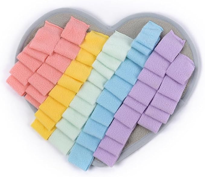 Heart-Shaped Rose Snuffle Mat for Dogs and Cats, Washable Pet Nose Work Mat, Interactive Feeding Mat to Relieve Boredom and Stress (V8)