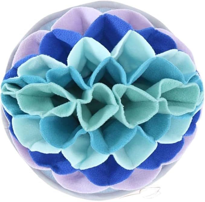 Floral Snuffle Mat for Dogs and Small Pets, Interactive Pet Enrichment Mat for Nose Work and Slow Feeding, Washable Anti-Anxiety Toy (Blue Ocean)