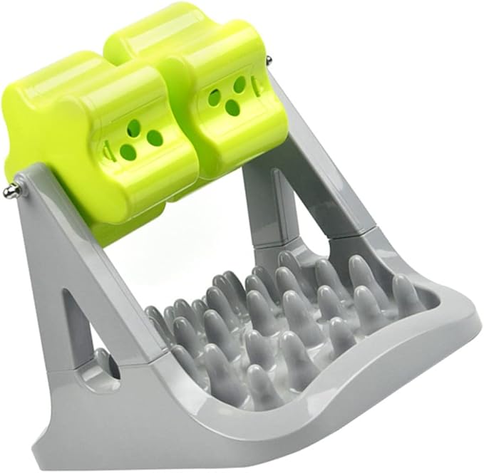 1piece Automatic Rotating Dog Food Dispenser Choke Pet Feeding Bowl for Dogs Easy to Clean Non-Skid Base Gray and Green for Training and Feeding