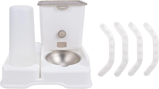 Automatic Cat Dog Feeder with Large Bowl & Water Dispenser Set - 6L Food & 2L Water Capacity, Programmable Timer, Voice Recording, Dual Power Supply for Cats and Dogs Pet Care (White)