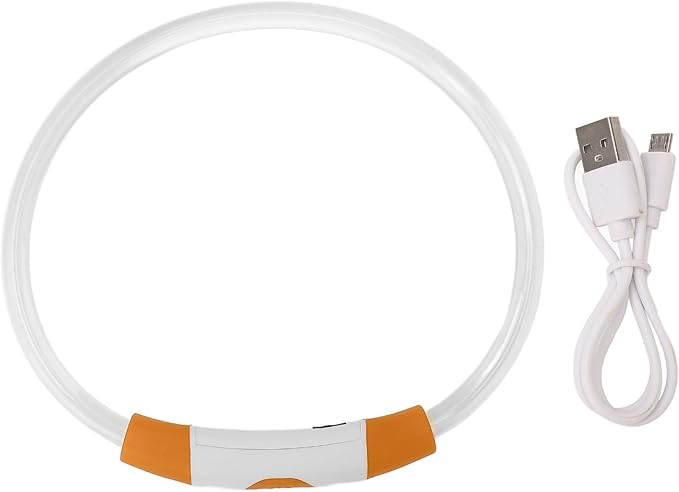 LED Dog Collar, USB Rechargeable Promote Visibility Dog Glow Collar for Outdoor Walking (Orange)