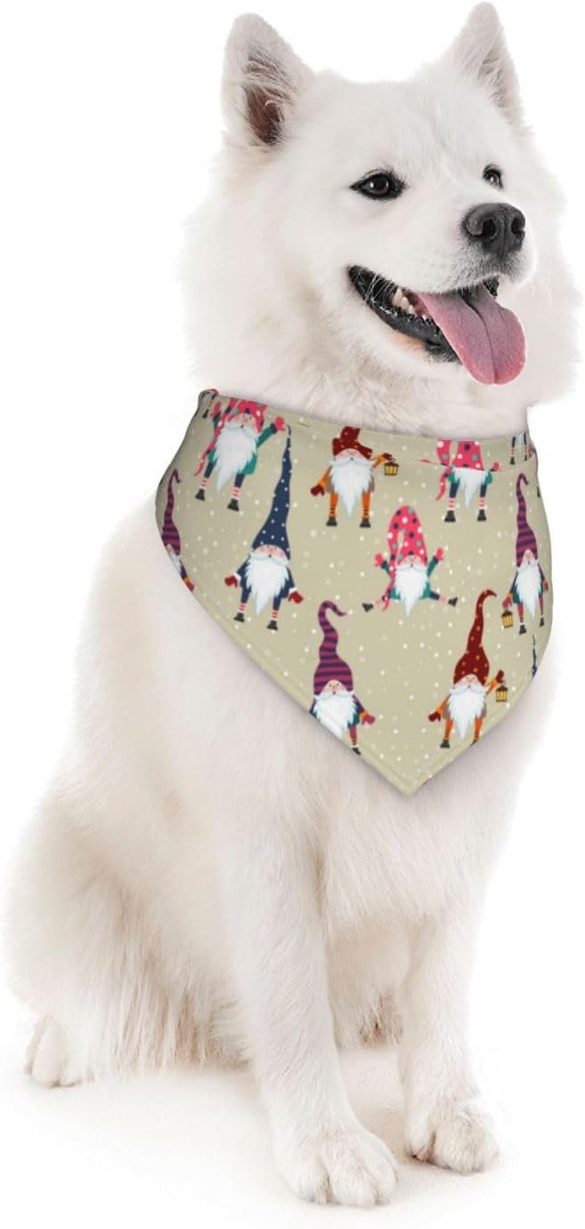 Cute Funny Christmas Gnome Gnomes Casual Funny Funky Dog Bandana Scarf Triangle Bibs Pet Accessories Cat Kerchief
