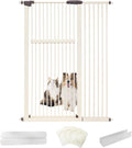 Lumizone Extra Tall Pet Gate 55.12" High Pressure Mounted 42.52"-46.64" Extra Wide (9 Sizes) 1.37" Gap for Cat Dog Stairs Doorway Hallway No Drilling Auto-Close (42.52"-46.64" W, Cream White)
