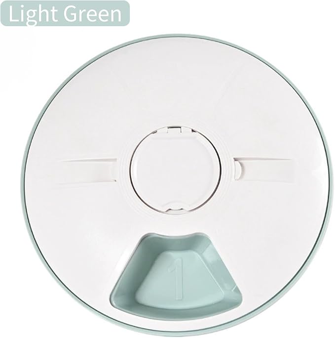 Automatic Pet Feeder with Timer, 6-Meal Programmable Cat & Dog Feeder, 3.17oz per Meal, Voice Alert, PP+ABS (Gray/Light Green) (Gray)
