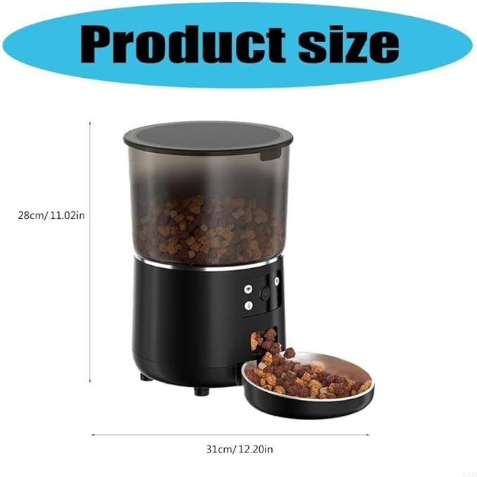 Cats Dog Bowl Automatic Feeder with Camera Timer App Control Time Saving(Black)