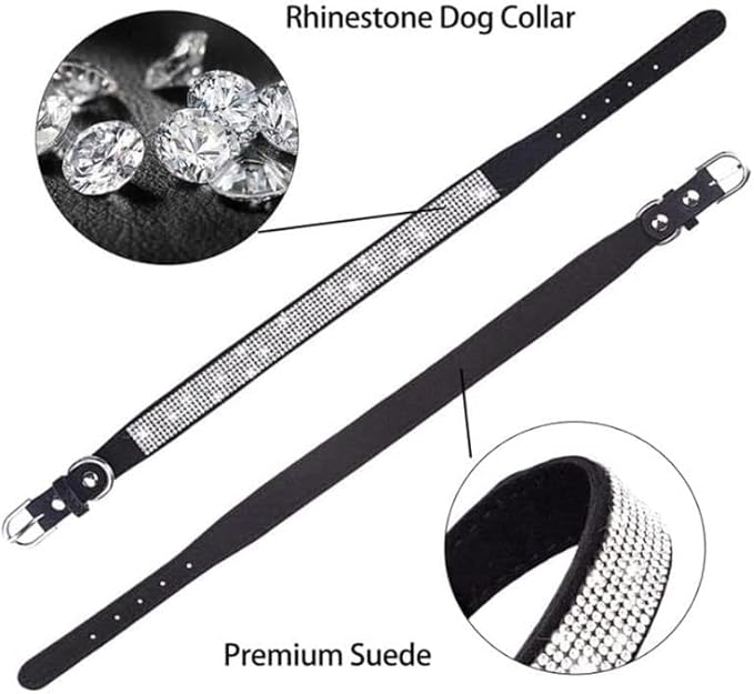 Small Dog Collar, Bling Rhinestone Diamond Fancy Crystal Glitter Pretty Jewel Pet Puppy Collars for XXS XS Small Medium Large Breed Girl Female Dogs Cats (Light Blue, S)