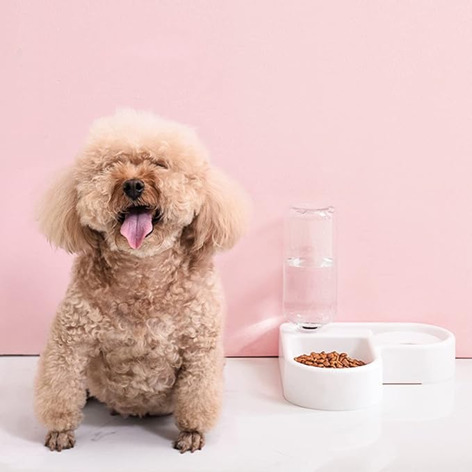 SUPVOX Automatic Pet Feeder and Water Dispenser for Dogs and Cats White Smooth Safe Engineering Convenient Feeding Home Decor Unique Design Prevents Spills