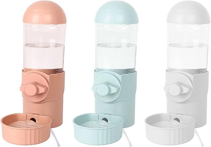 Automatic Cat Feeder Water Dispenser 17oz Large Capacity for Cats Small Dogs Kitten Easy to Install for Cage, 16x8.5x22cm, Pink