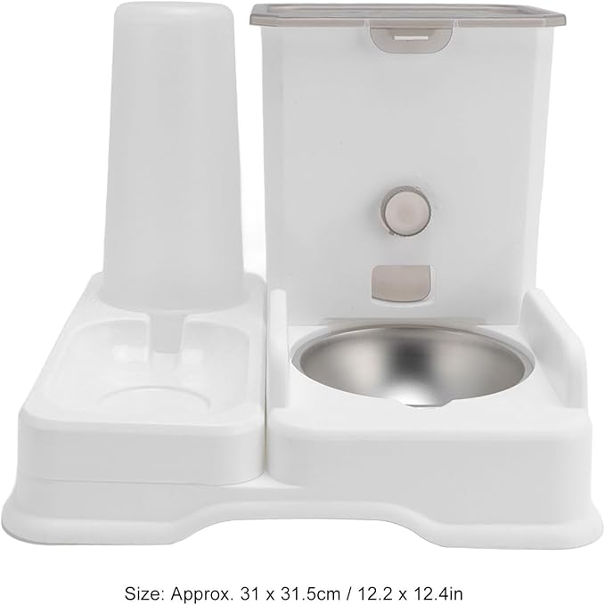 Pet Food Water Dispenser, Automatic Double Bowl Cat Dog Food Feeder Waterer Set for Large Small Dog Cat Puppy Kitten