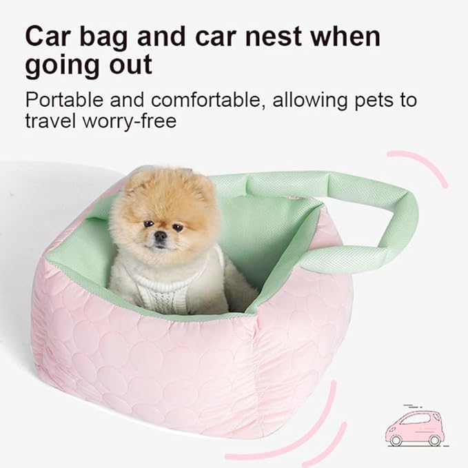 Small Dog Car Seat, Washable Padded Cushion,Secure and Comfortable Travel Basket with Harness,Sturdy Dog & Cat Booster Seat,B