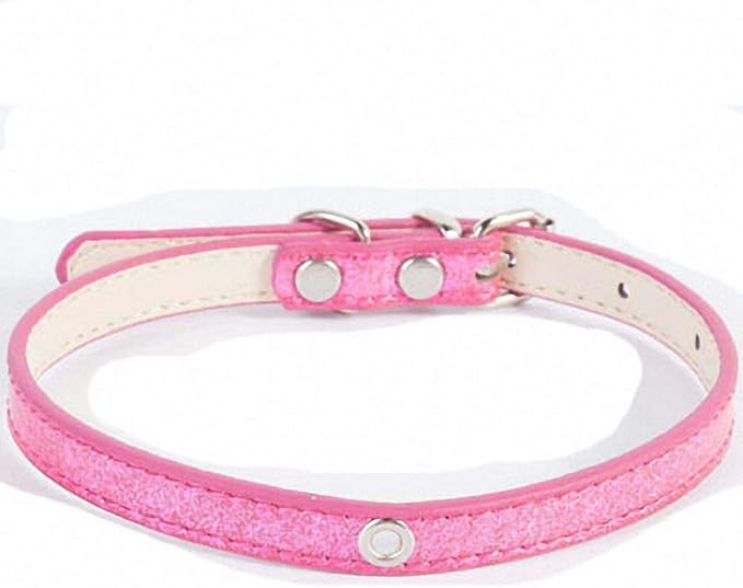 Lakke Bling Sequin Puppy Dog Collar Cat Necklaces Supplies Solid Nylon Durable Walking Running Necklaces Pink S