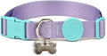 Adjustable Dog Collar with ID Tag – Soft Polyester, Quick Release Buckle – Durable, Waterproof, Cute Dog Collar – Puppy Collar, Stylish Pet Accessories (Lilac, XSmall)