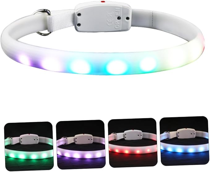 HEMOTON LED Dog Collar Luminous Glowing Pet Collar USB Rechargeable Waterproof Night Safety