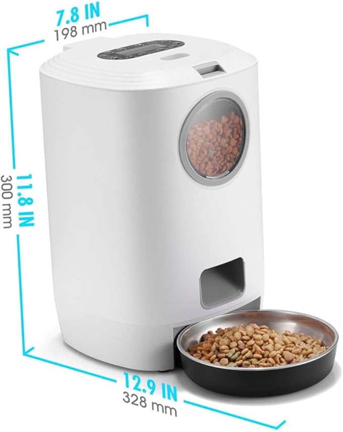 Automatic Pet Feeder for Cats Dogs Rabbits Smart Programmable Dry Food Dispenser with Voice Recording and Timed Feeding Detachable Easy-Install Pet Feeding Container