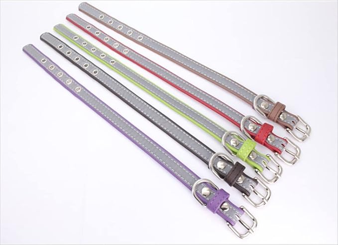 Reflective Small Dog Collar Safer at Night Girl Cat Collars Purple XS