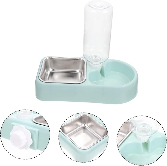 Detachable Automatic Pet Feeder and Water Dispenser for Dogs and Cats Bite-Resistant Easy Clean Hanging Design Blue Color for Indoor Use