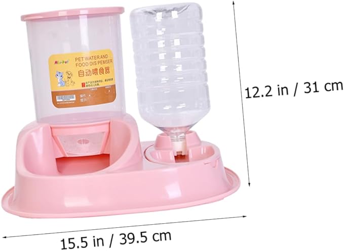 VANZACK Practical Automatic Feeder for Dogs Cats Large Water Bowl Food Dispenser