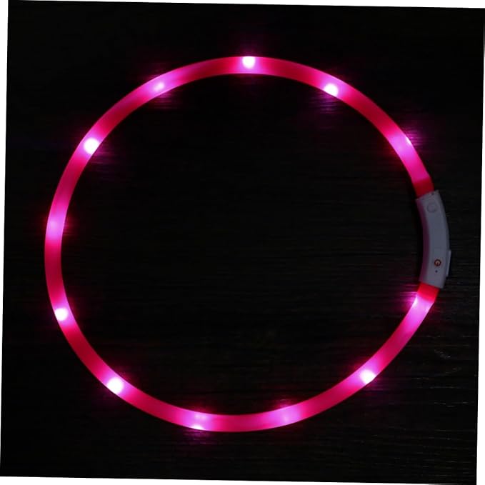 HANABASS 50cm USB Rechargeable LED Night PET Collar Flashing Dog Collar Light for Night Safety Waterproof and Adjustable Glow-in-The-Dark Design
