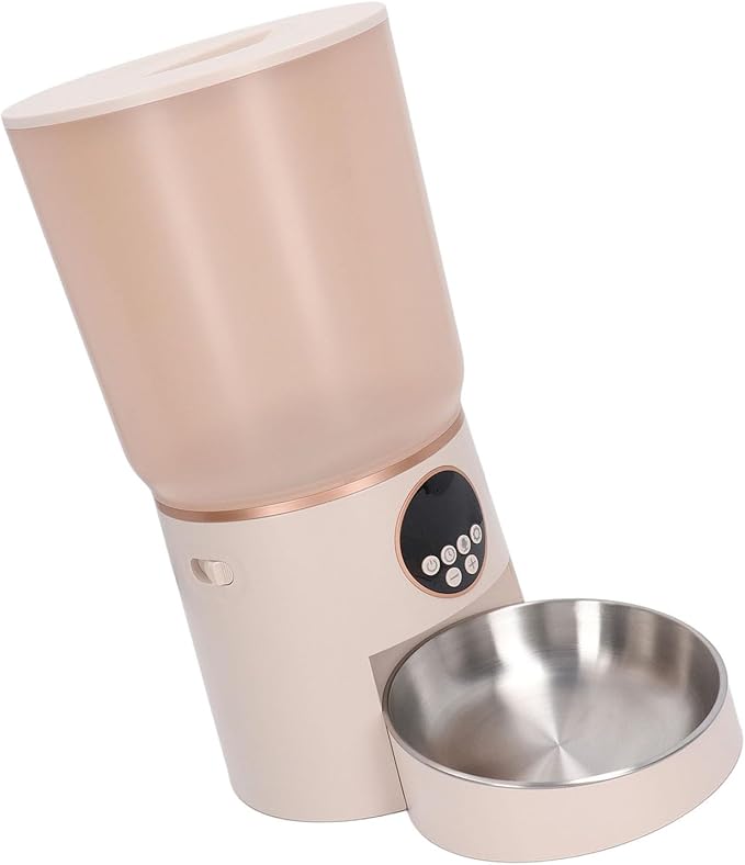 Automatic Cat Dog Feeder, 5L Capacity Automatic Pet Feeders Stylish Design with Timed Rationing & Recording, Support Dual Power for Cats Dogs (Button)