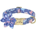 Custom Flower Dog Collar Nylon Floral Printed Pet Dog Collars Personalized Puppy Collar for Small Medium Large Dogs Cat Pitbull 168 Purple M