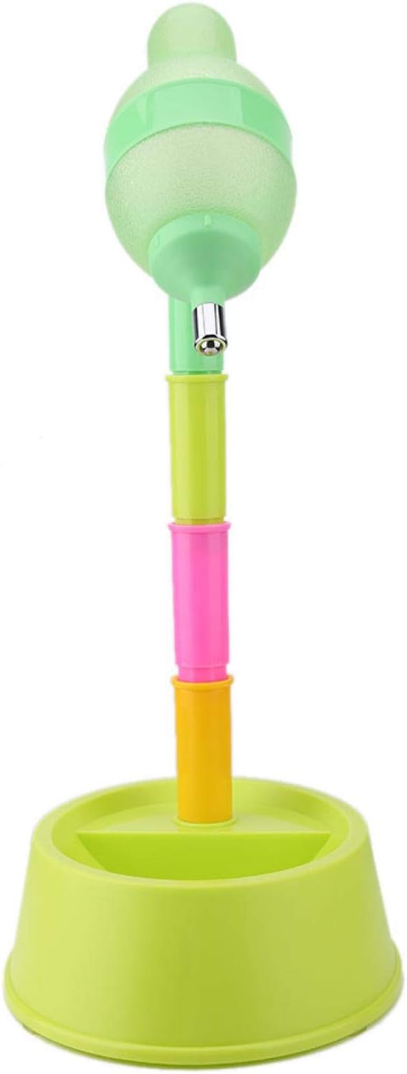 EVTSCAN Standing Pets Feeder Water Dispenser, Automatic Water Food Feeder Bowl Bottle, Adjustable Drinking Water Bottle(650 ML)(绿色底座)