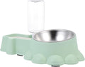 Multifunctional Stainless Steel Dog Feeder with Water Dispenser, Wear-Resistant Pet Food Container, Automatic Feeding Bowl for Home Use, Green