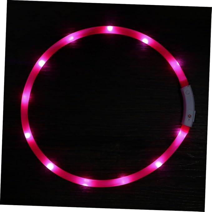 BESPORTBLE Led Pet Dog Collar Rechargeable Flashing Night Light for Dogs Pink Collar Modes USB Charging Safety Warning