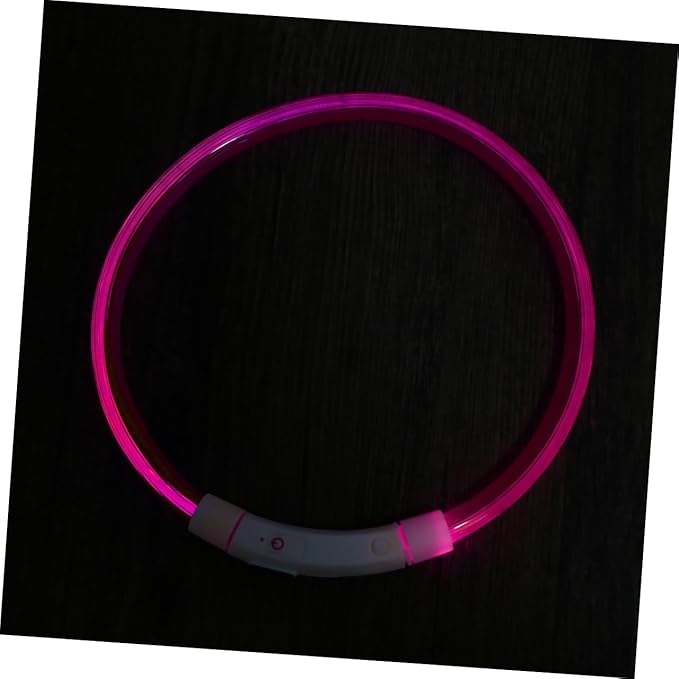 BESPORTBLE Led Pet Dog Collar Rechargeable Flashing Night Light for Dogs Pink Collar Modes USB Charging Safety Warning