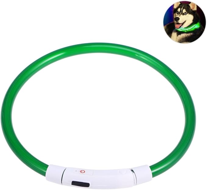 ibasenice Glowing Led Collar for Dogs Rechargeable No Circuit Inside Safe for Bites