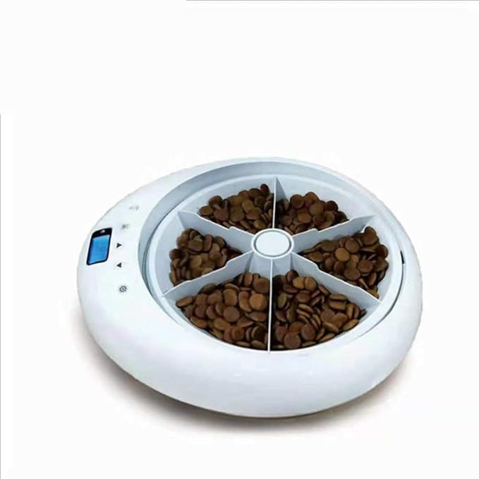feeders Intelligent Automatic pet Feeder Timing quantitative 6 Meal cat and Dog can Record Feeder Bowl Bowl Catering Machine Matching Feeding White