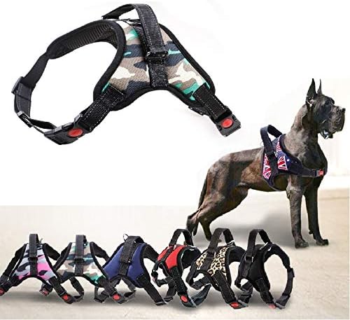Nylon heavy-duty dog pet harness collar adjustable padding extra large medium and small dog harness vest husky big dog product L 1