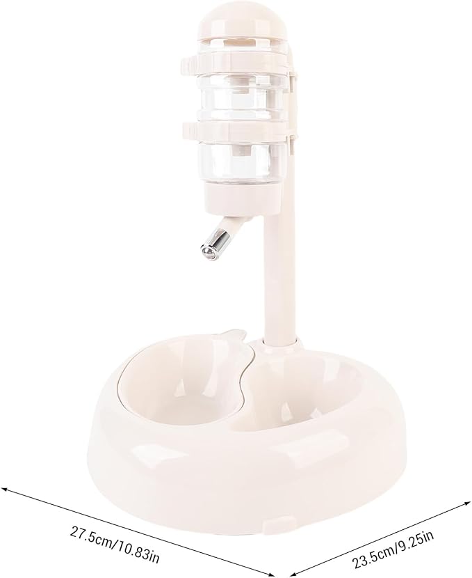 Asixxsix Pet Standing Water Dispenser, Height Adjustable Automatic Water Feeder Food Feeder Bowl, Dog Water Bottle Dispenser Food Bowl, Dog Cat Feeding Water Bowl Set (Beige)