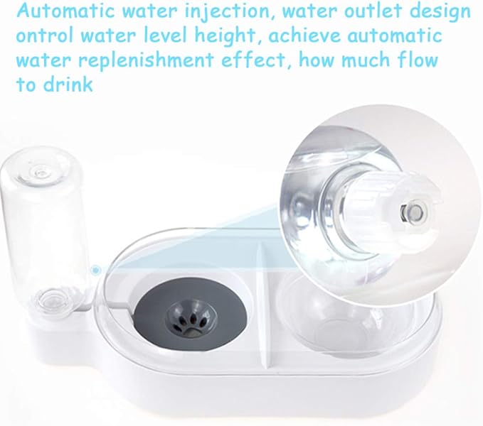 Double Dog Cat Bowls,Pets Water and Food Bowl Set,Pet Automatic Water Dispenser,Detachable Dog Glass Feeder Bowl No-Spill Pet Food Water Bowls Bottle for Small Or Medium Size Dogs Cats