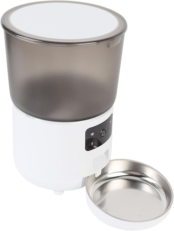 Automatic Pet Feeder, 4L Smart App Remote Control Food Dispenser with Timed Feeding and Portion Control, for Cats Dogs Small Pets (White)