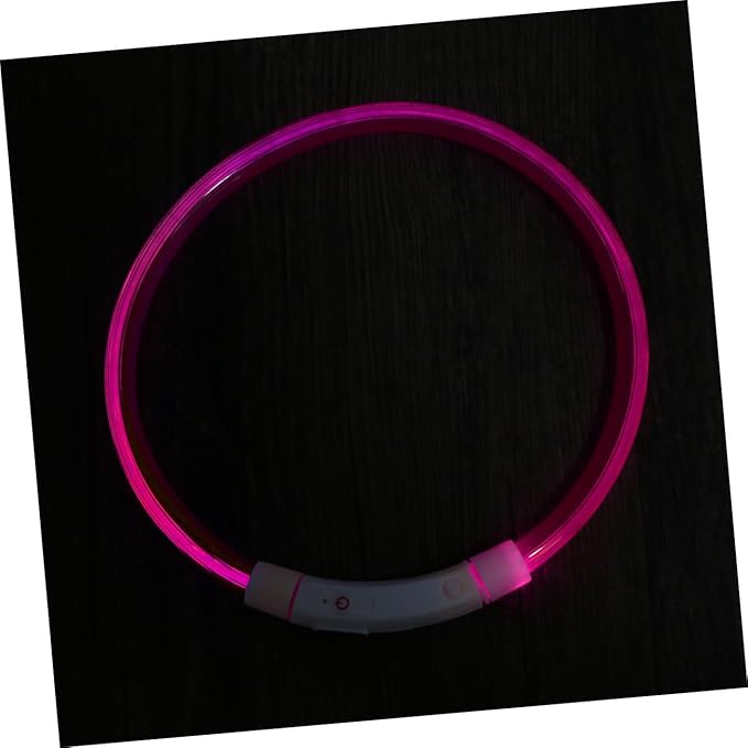 HANABASS 50cm USB Rechargeable LED Night PET Collar Flashing Dog Collar Light for Night Safety Waterproof and Adjustable Glow-in-The-Dark Design