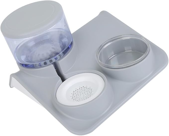 Pet Water Drinking Bowl and Automatic Food Feeder Dual-Use Gray Pet Feeder Bowl for Cats and Dogs for Home Feeding and Hydration