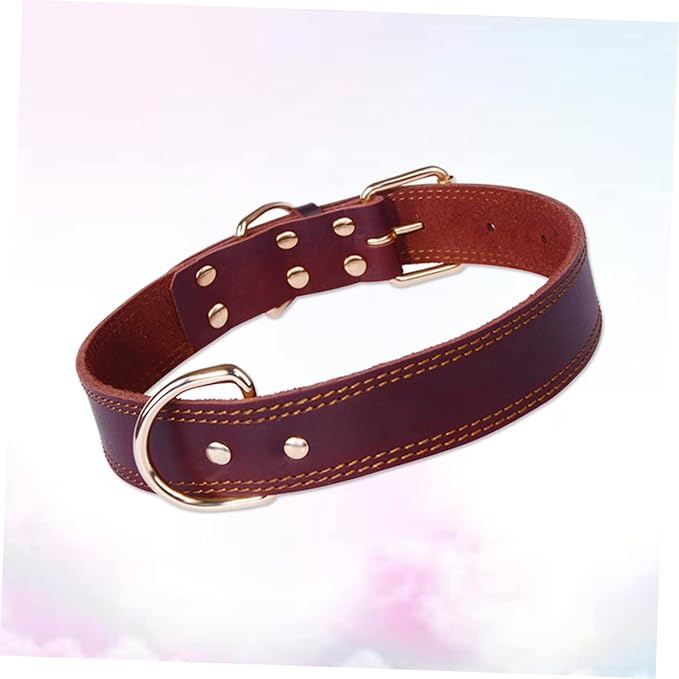 Happyyami Wide Dog Collar for Small Medium Large Dogs Genuine Grade Soft Padded Comfortable Pet Collar