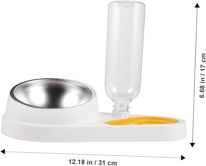 BESTonZON Automatic Dog Feeder and Water Dispenser 2-in-1 Anti-Spill Pet Food Bowl White Suitable for Cats and Dogs Cage Feeding Supplies
