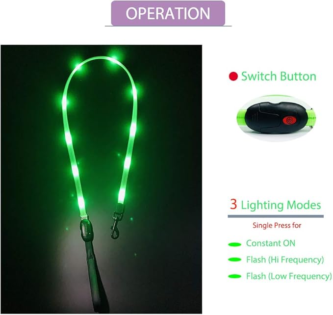 Led Dog Collar Light, USB Rechargeable Lighted Up Collars Glowing in Dark Make Pets Safe from Danger at Night