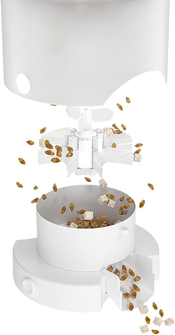 Automatic Pet Feeder, Intelligent Timing Control, 5L Dual Bowl Stainless Steel Food Dispenser with Emergency Power System, Freshness Container Visible Design Easy Cleaning, 6 Meals