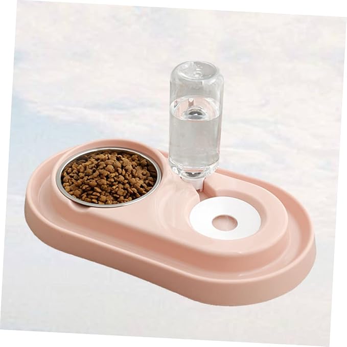 Automatic Pet Water Feeder with Stainless Steel Bowl Dual Use Dog and Cat Drinking Basin Siphon Water Replenishing Design Durable Material Pink Color