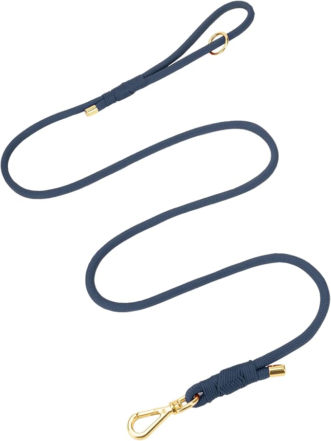 Durable Handwoven Dog Leash for Small & Medium Dogs, 5/16 inch Rope Lead with Anti-Tangle Swivel Clip, Soft & Lightweight, 5FT Long – Ideal for Daily Walking & Training (Prussian Blue)