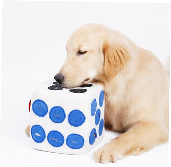 GALPADA Funny Dog Plush Dice for Training and Sniffing White Plush with Invisible Zipper Durable Elastic Material Easy to pet for Puppies and Dogs