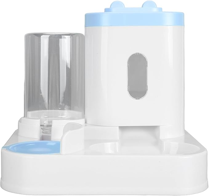 Automatic Pet Food Water Dispenser Large Capacity 2 in 1 Cat Feeder Waterer for Dogs and Puppies (Blue)