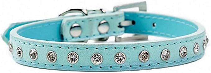 Rinestone Creative Pet Dog Collar Necklace Leather Durable Breathable Puppy Dog Collar Leash Accessories (XXS-M) 10A Blue S