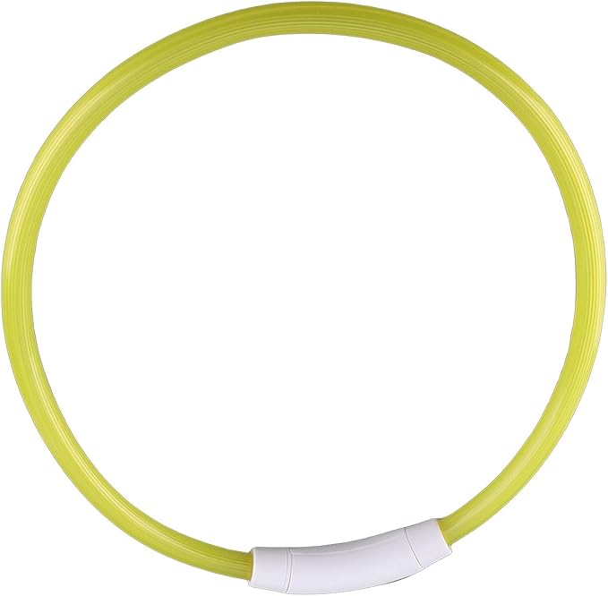 ZJchao LED Dog Collar Rechargeable Glowing Light Up Collar for Night Walks Durable Soft Silicone Necklace for Small Medium Large Dogs Yellow