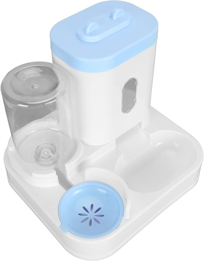 Automatic Pet Food Water Dispenser Large Capacity 2 in 1 Cat Feeder Waterer for Dogs and Puppies (Blue)