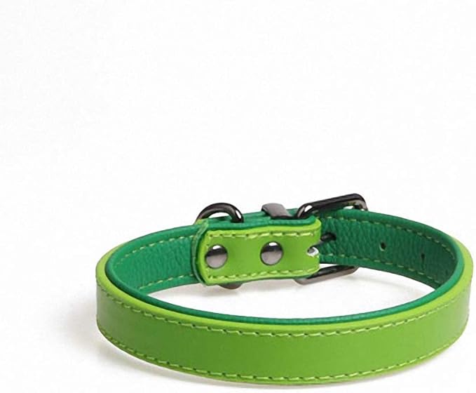 Dog Collar Necklace Leather Durable Collar Double Layer Double Color Puppy Pet Cat Collars Green S